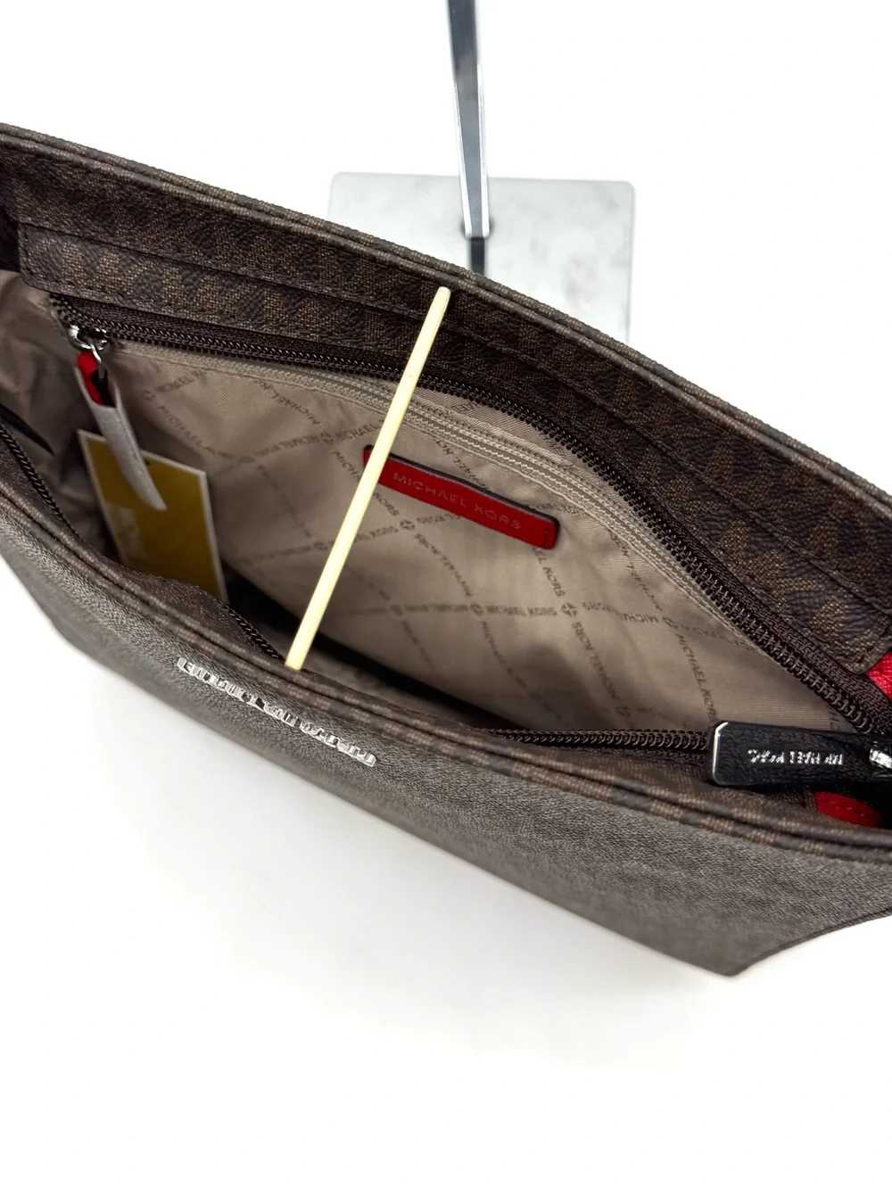 Michael Kors Large Messenger Crossbody Bag Brown/Bright Red
